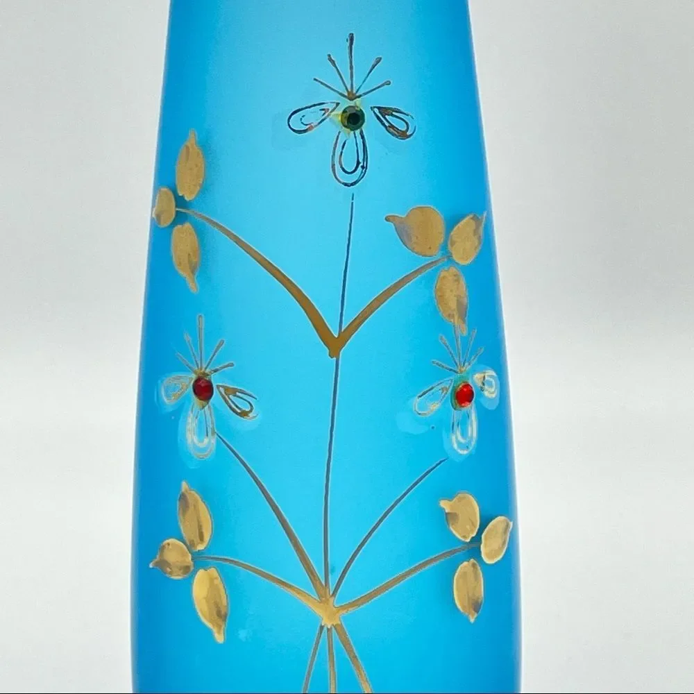 Vintage Norcrest Frosted Bud Vase Hand Painted Gold Edge MCM - Picture 2 of 9